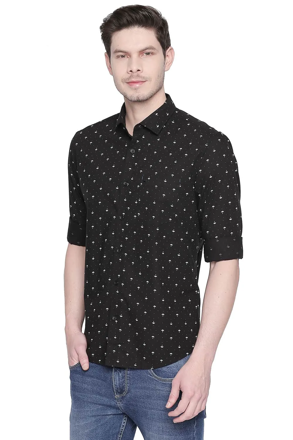 Slim Fit Poplin Printed Shirt