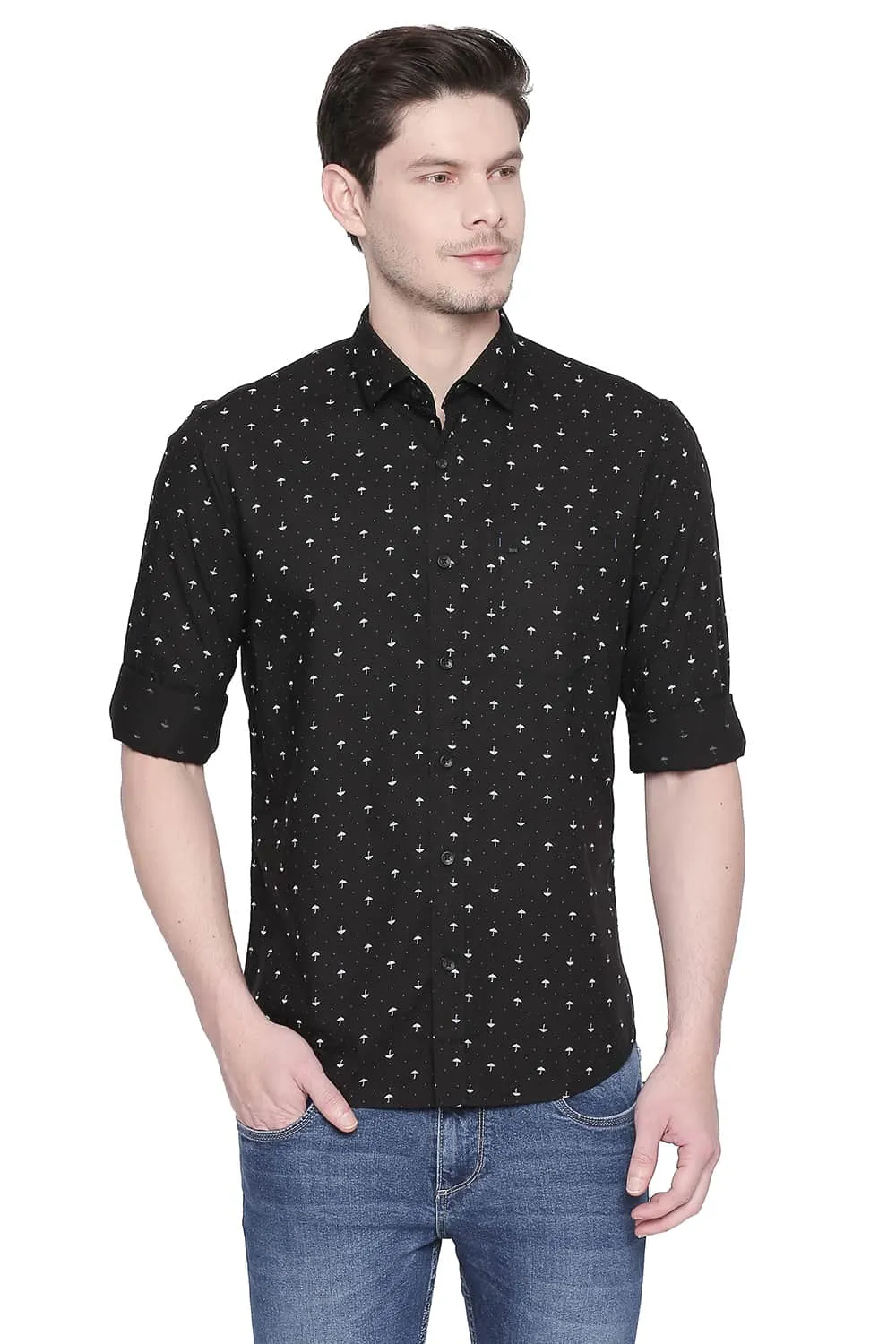 Slim Fit Poplin Printed Shirt