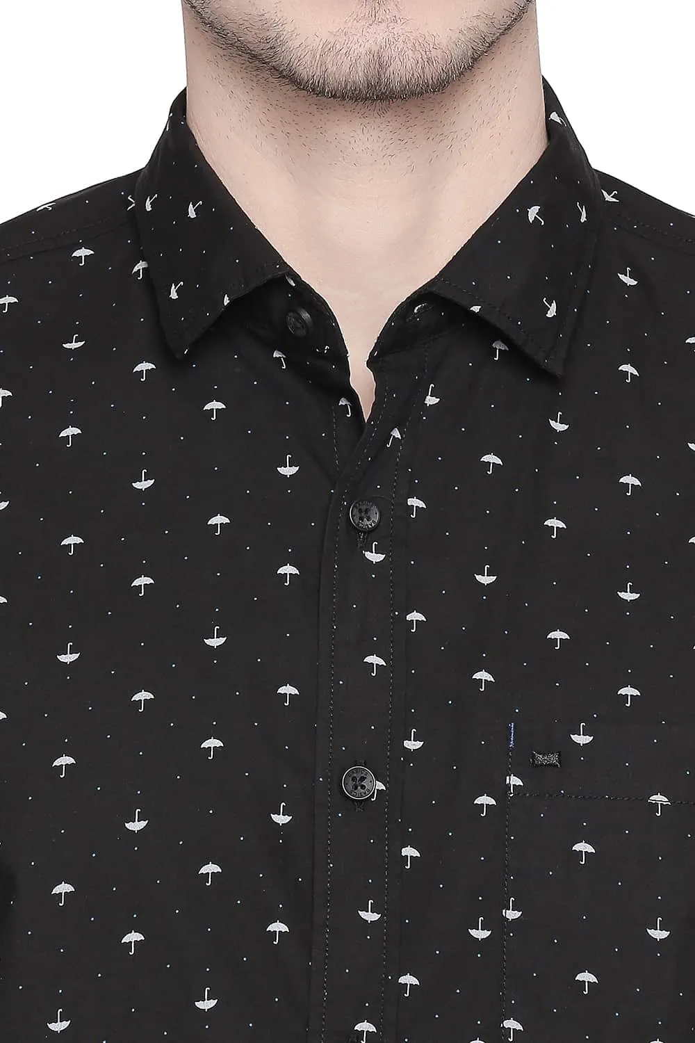 Slim Fit Poplin Printed Shirt