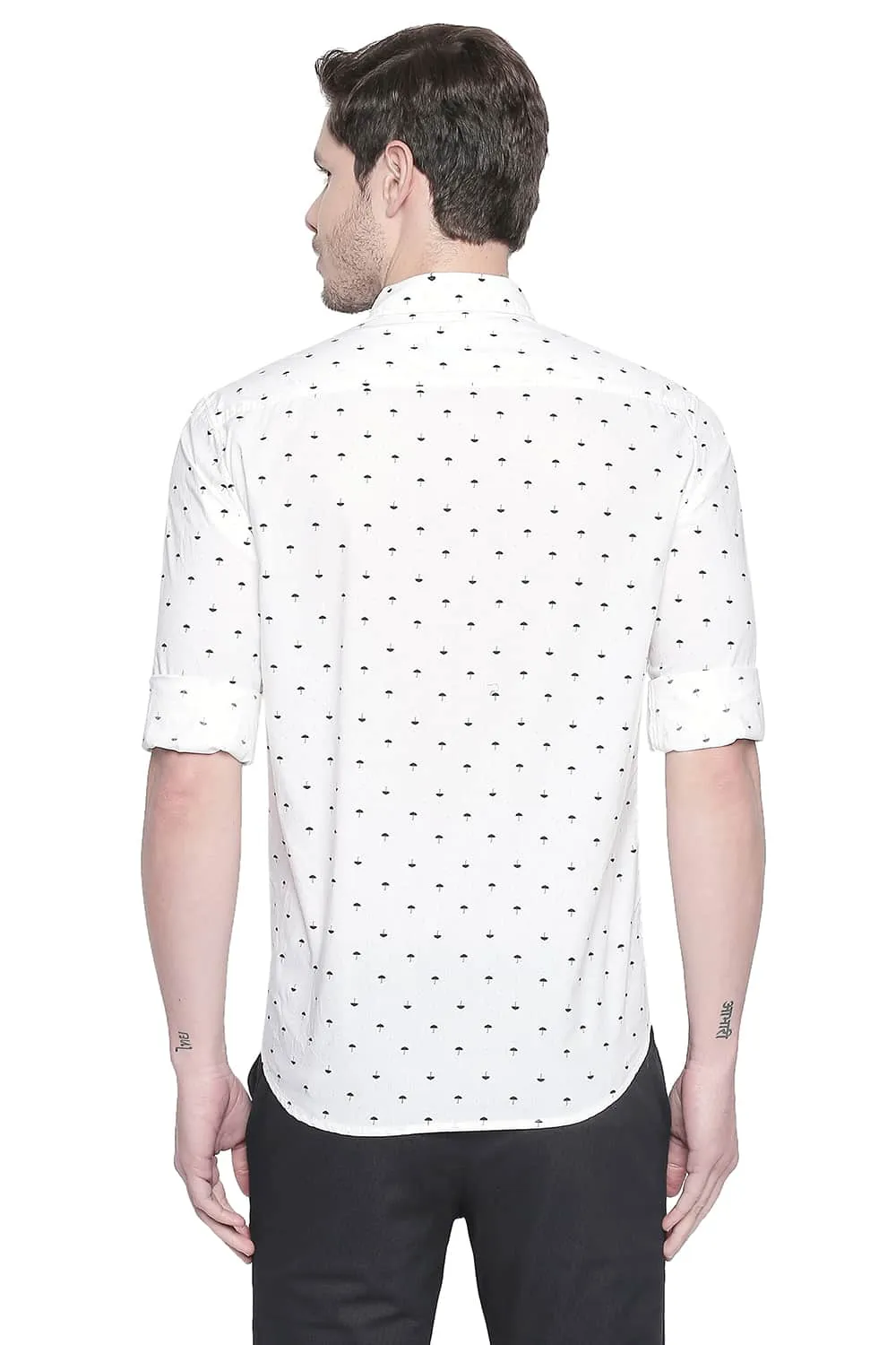 Slim Fit Poplin Printed Shirt