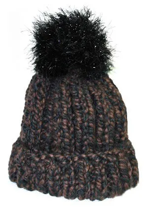 Sparkling Pom Pom Ski Toboggan Hat Pattern (Knit)