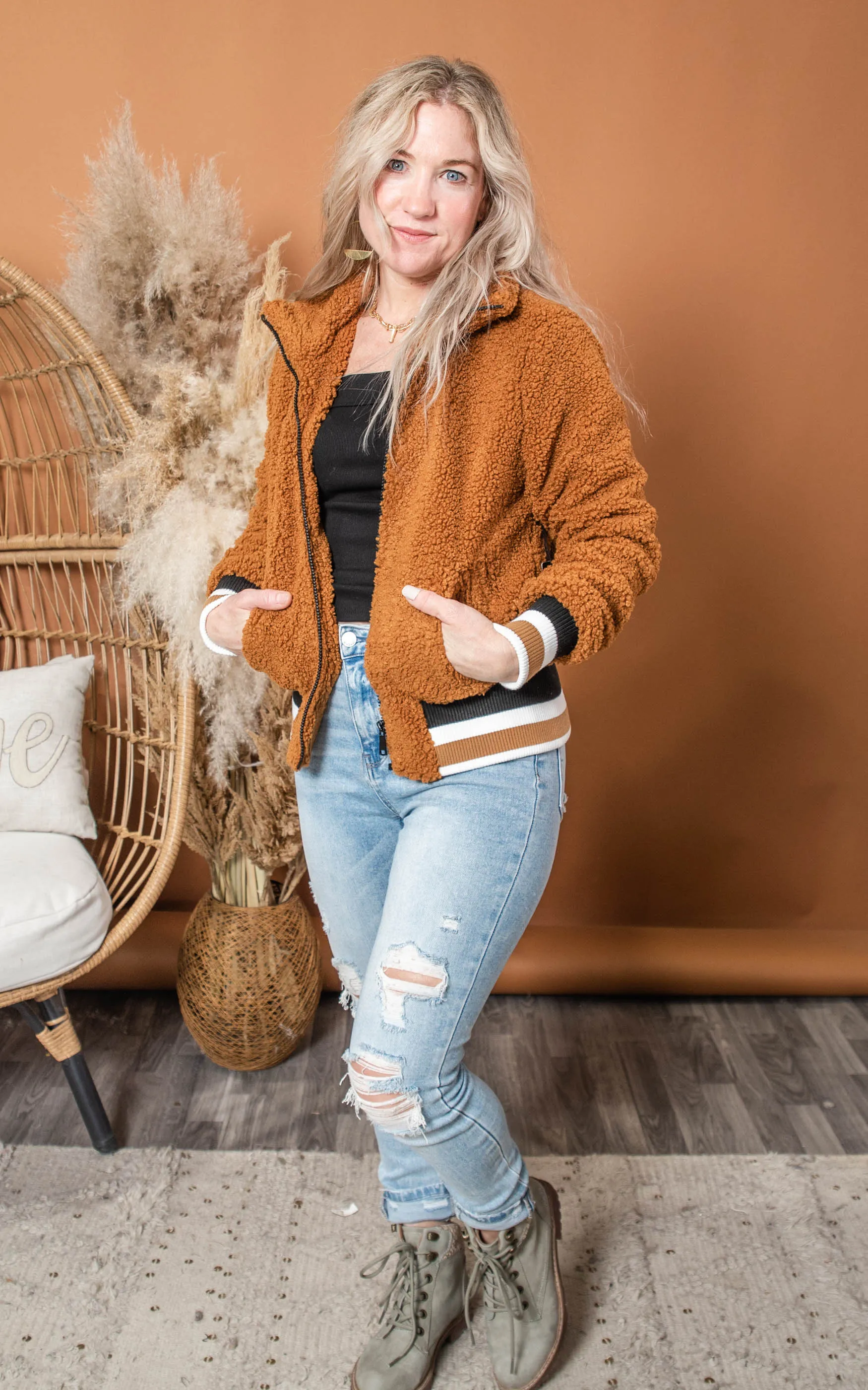 Sporty Side Sherpa Jacket - Final Sale