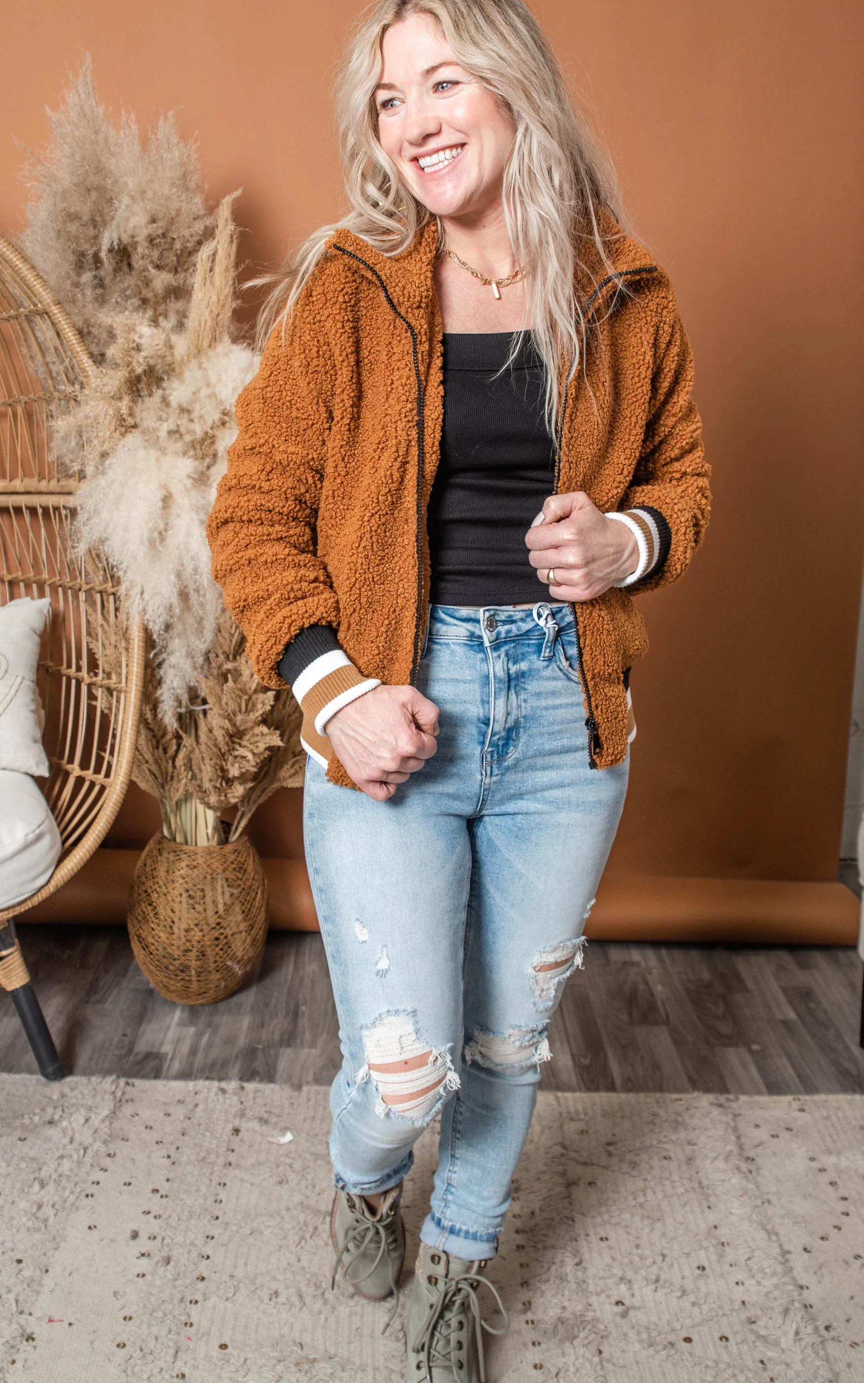 Sporty Side Sherpa Jacket - Final Sale