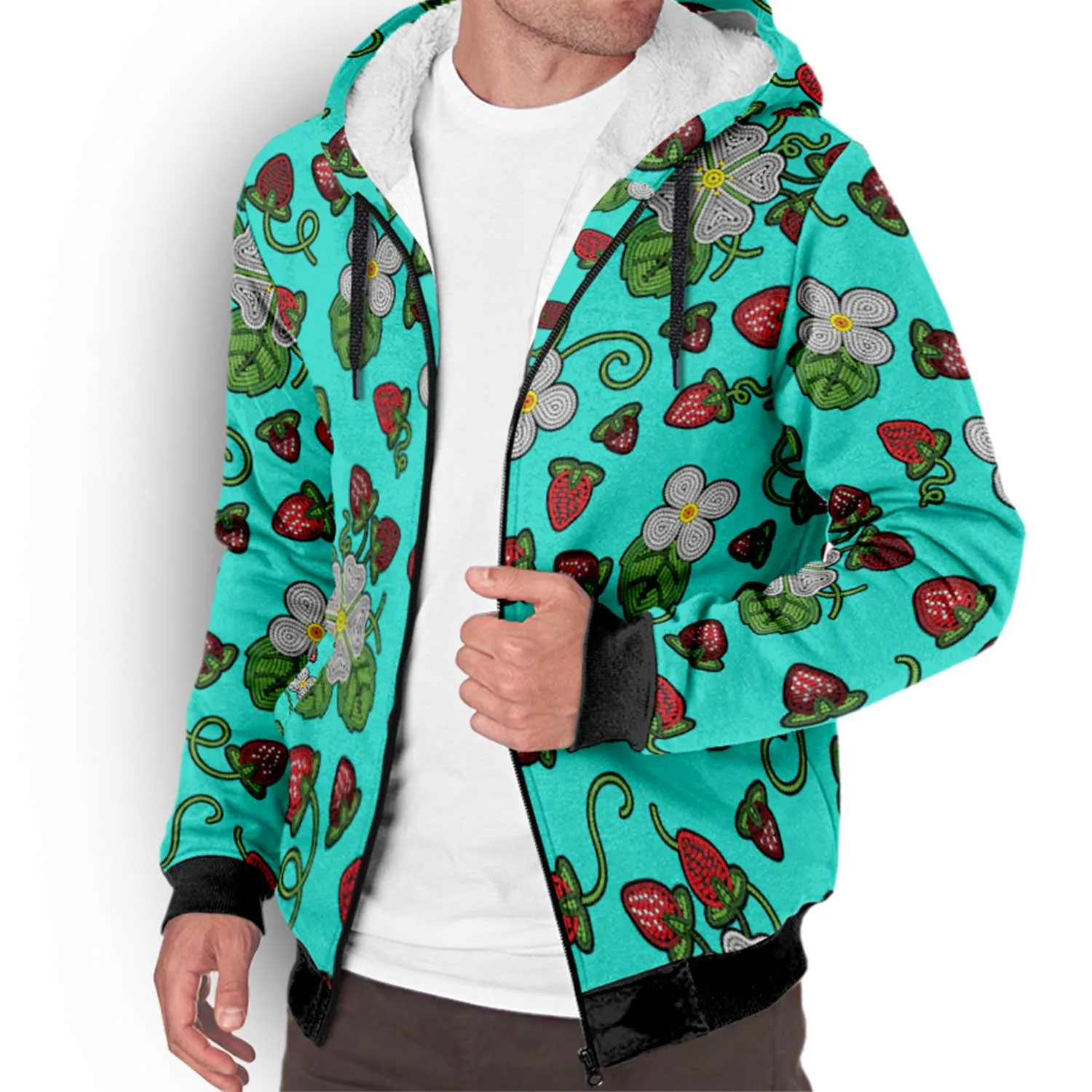 Strawberry Dreams Turquoise Sherpa Hoodie