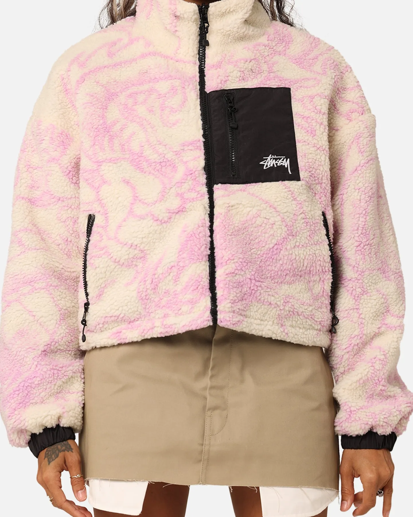 Stussy Women's Dragon Reversible Work Jacket Pink