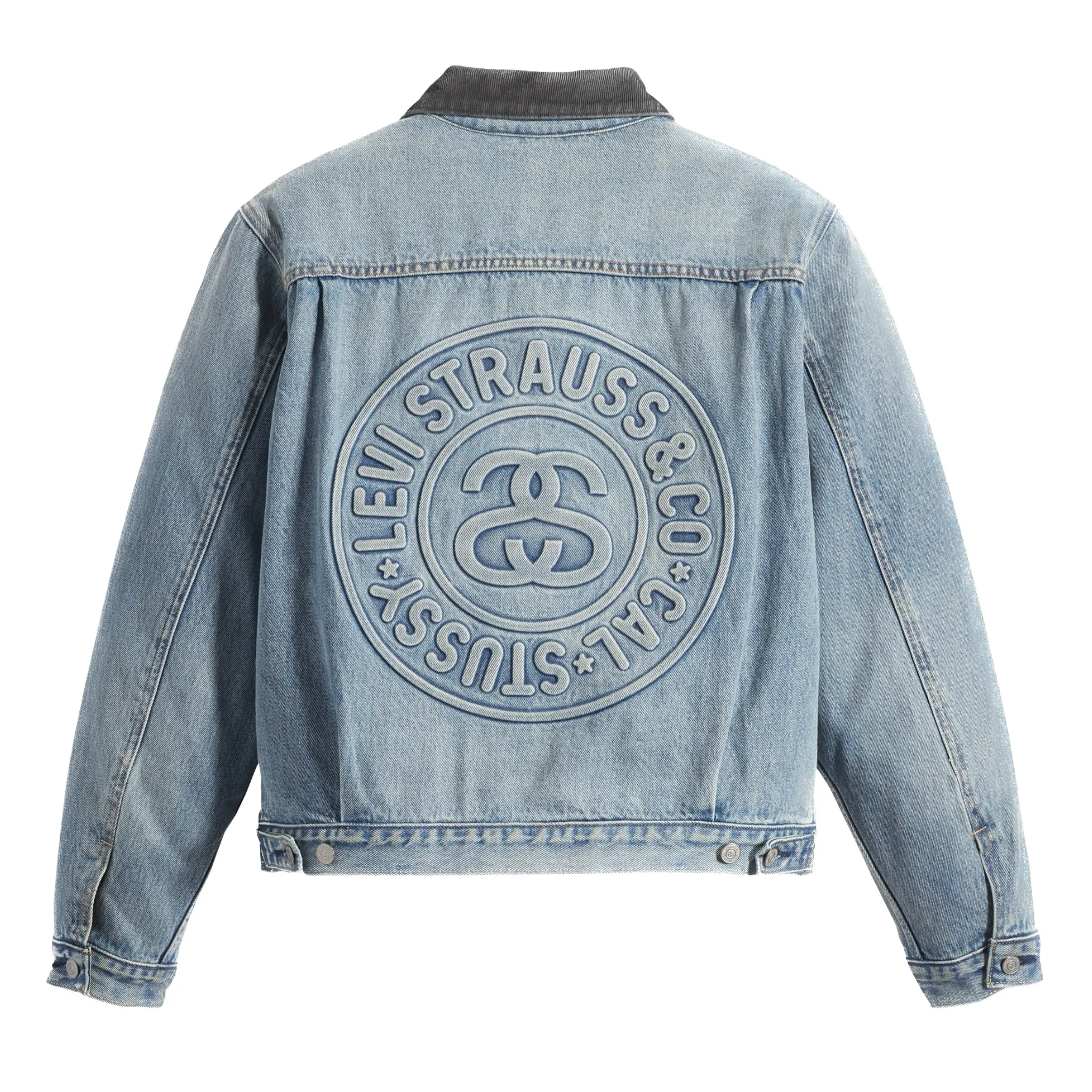 Stussy x Levi's Embossed Praglad Trucker Jacket Rugged Blue