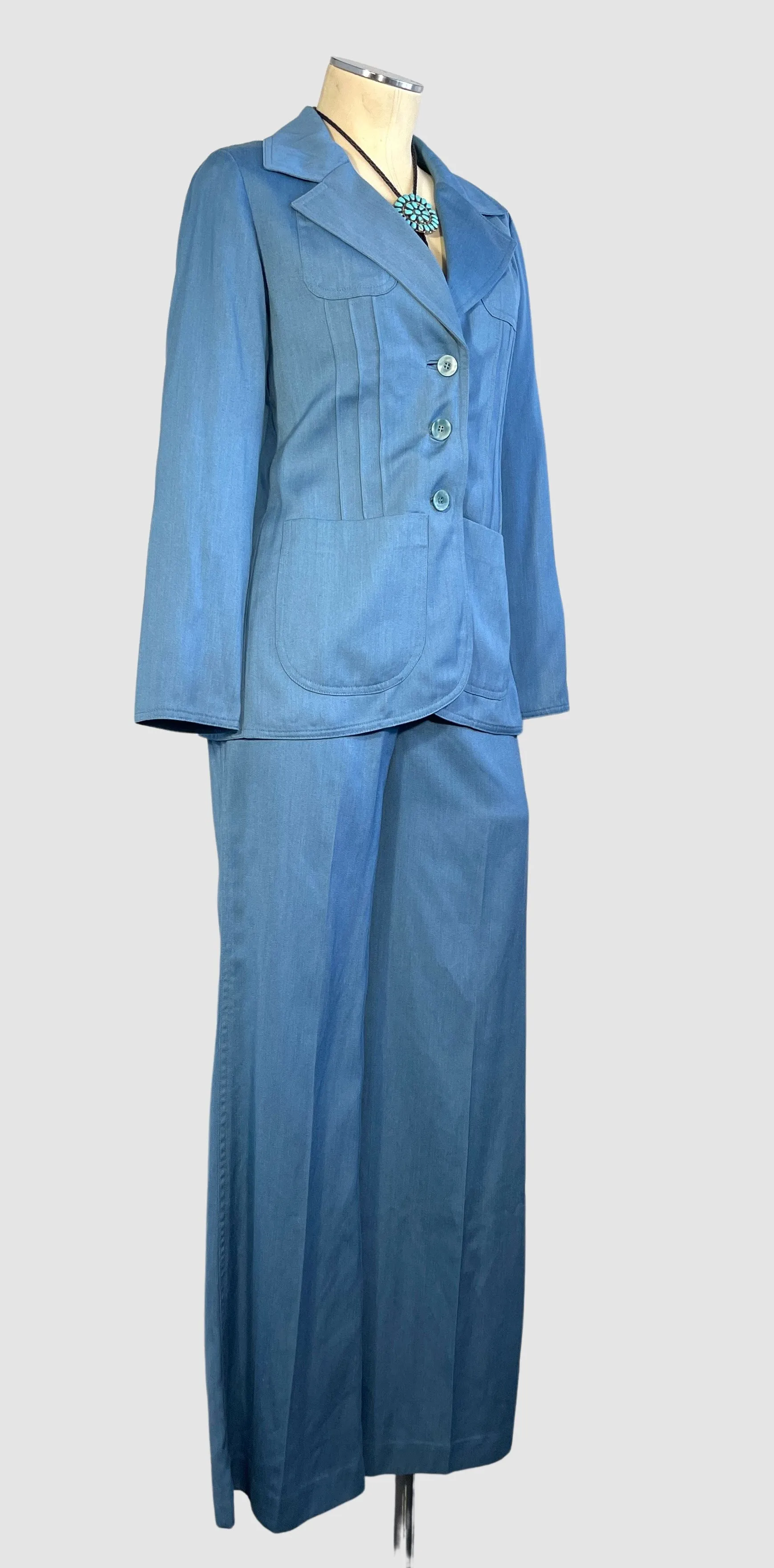 SUIT UP 70s Monochromatic Jacket and Pants Blue Suit • Small