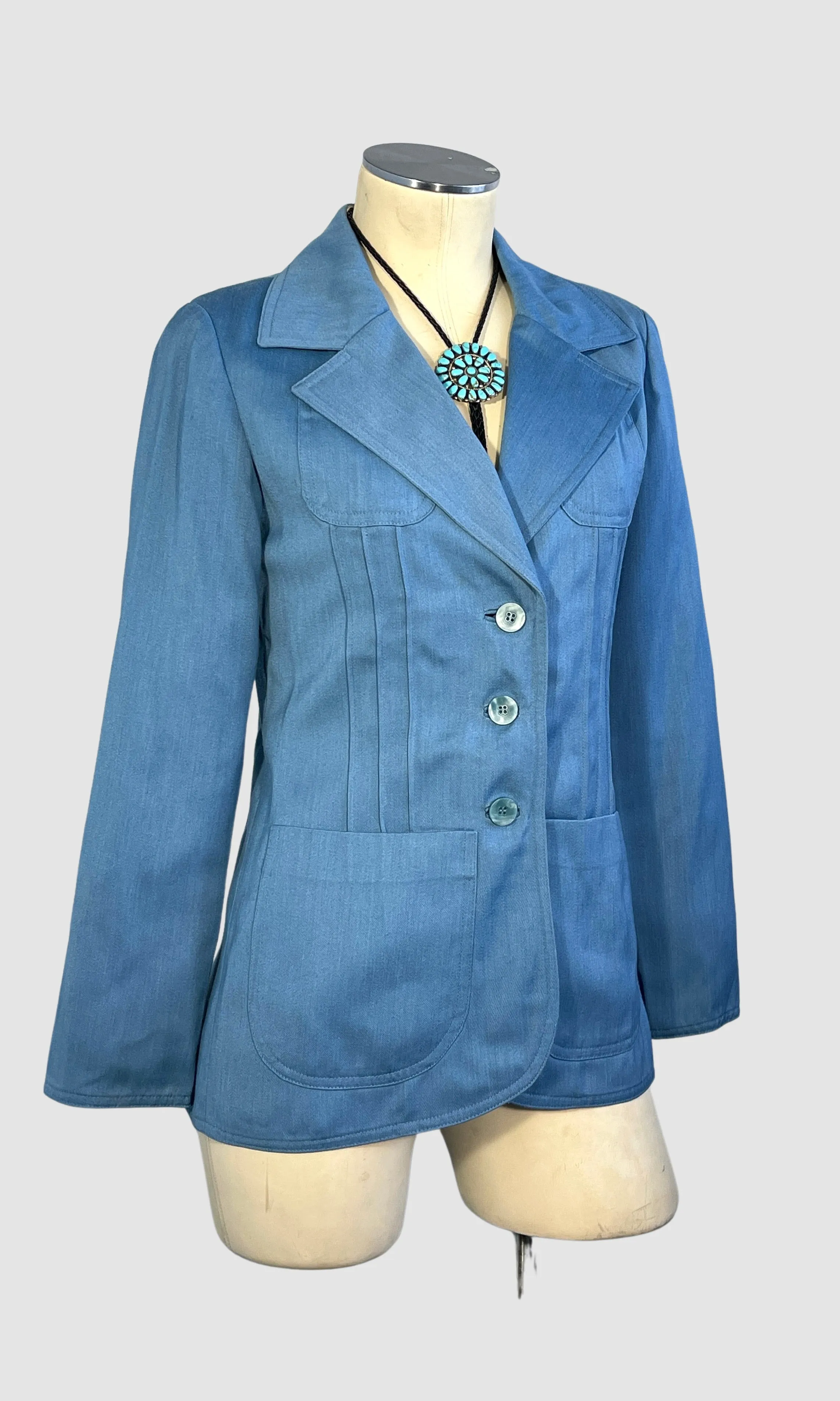 SUIT UP 70s Monochromatic Jacket and Pants Blue Suit • Small