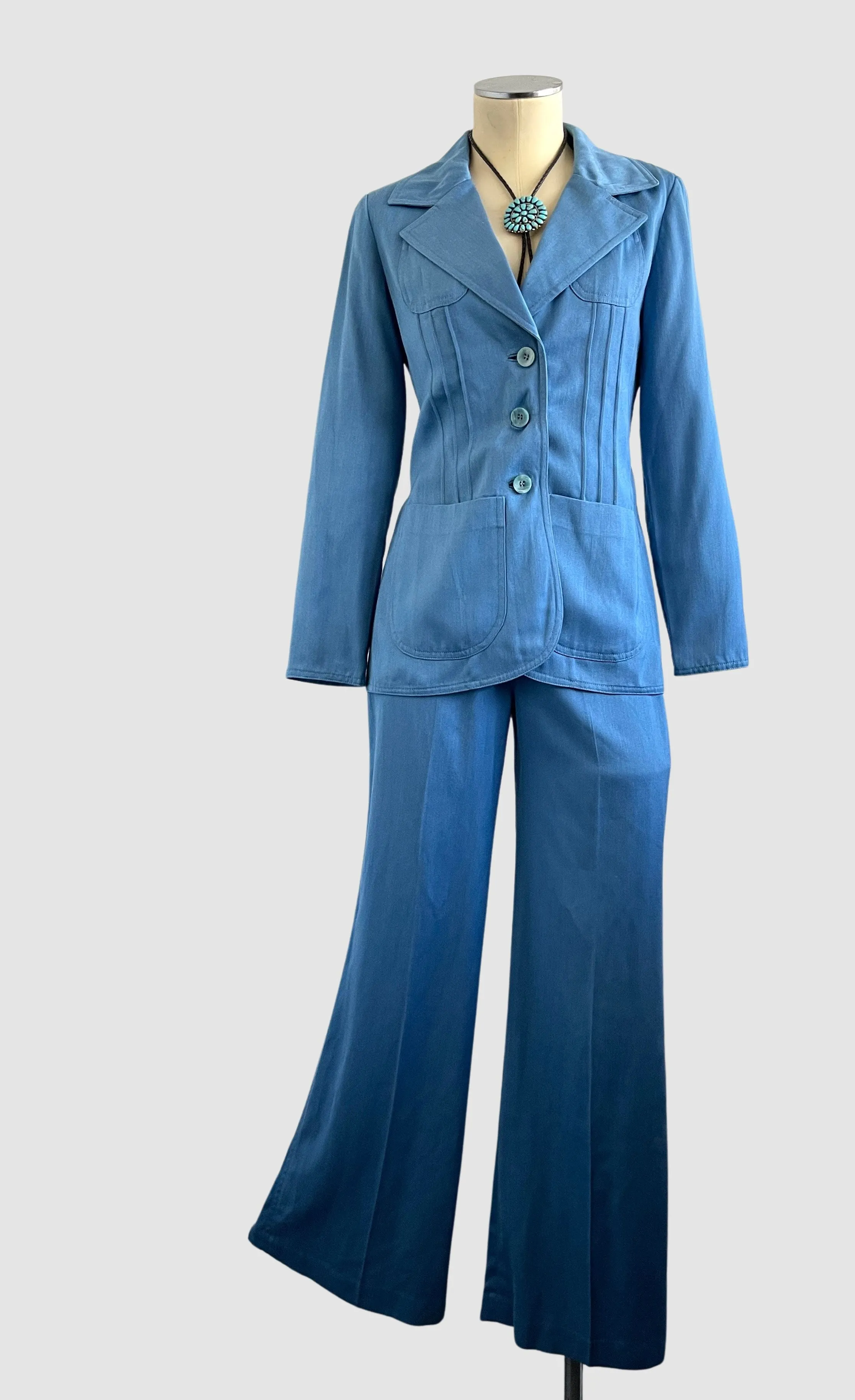 SUIT UP 70s Monochromatic Jacket and Pants Blue Suit • Small