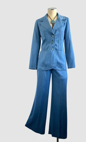 SUIT UP 70s Monochromatic Jacket and Pants Blue Suit • Small