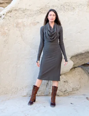 Super Cowl Pencil Below Knee Dress