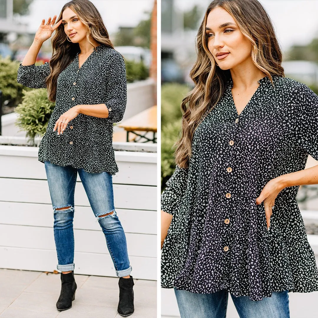 Support You Black Leopard Tunic