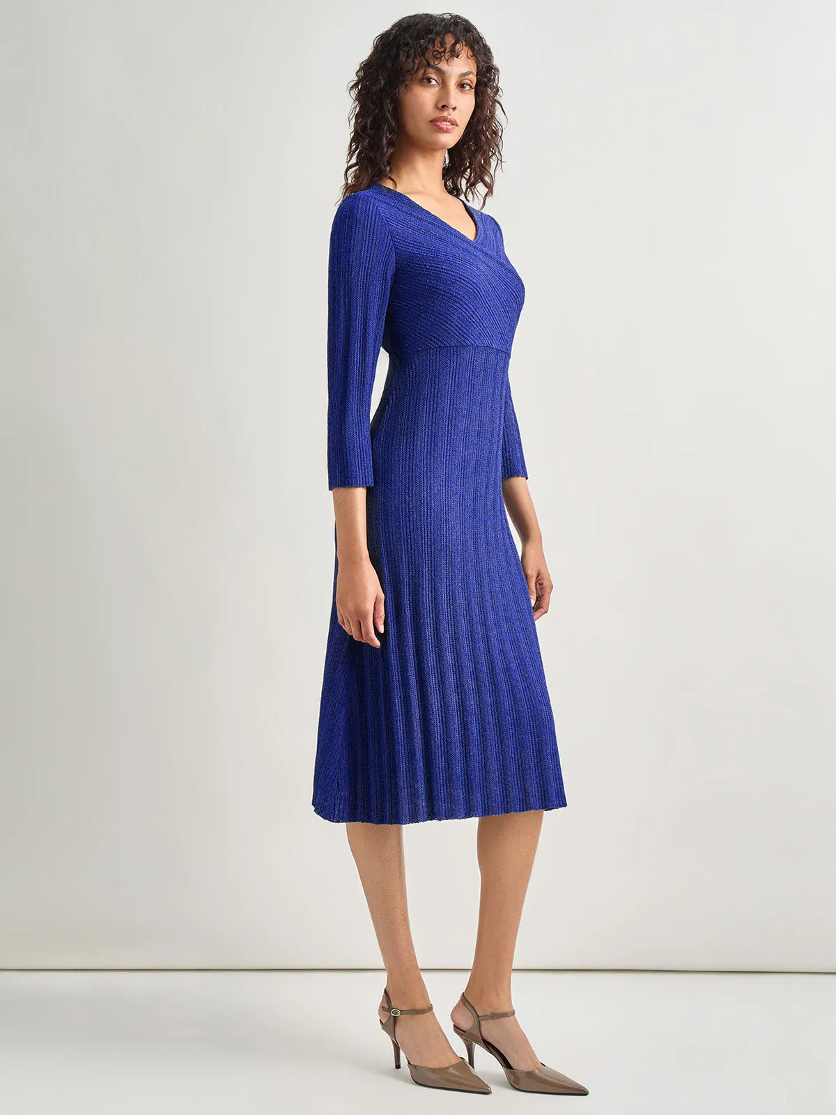 Textural Stripe Knit Midi Dress