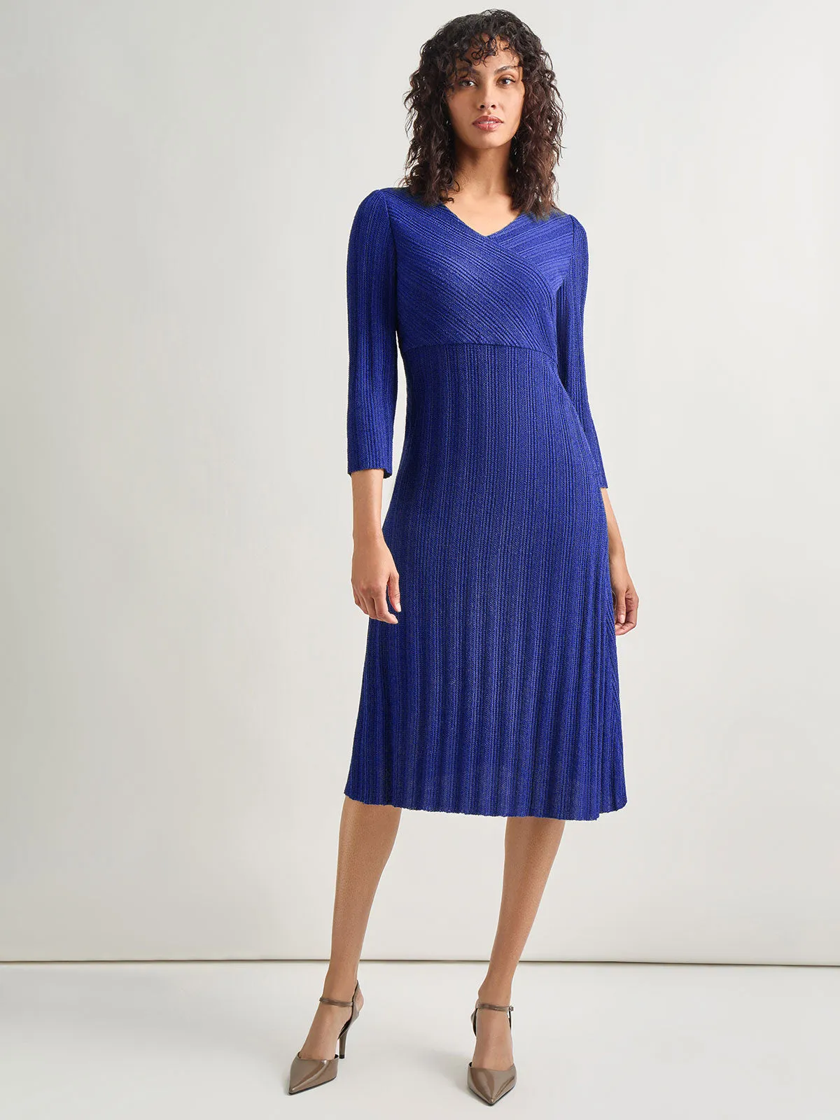 Textural Stripe Knit Midi Dress