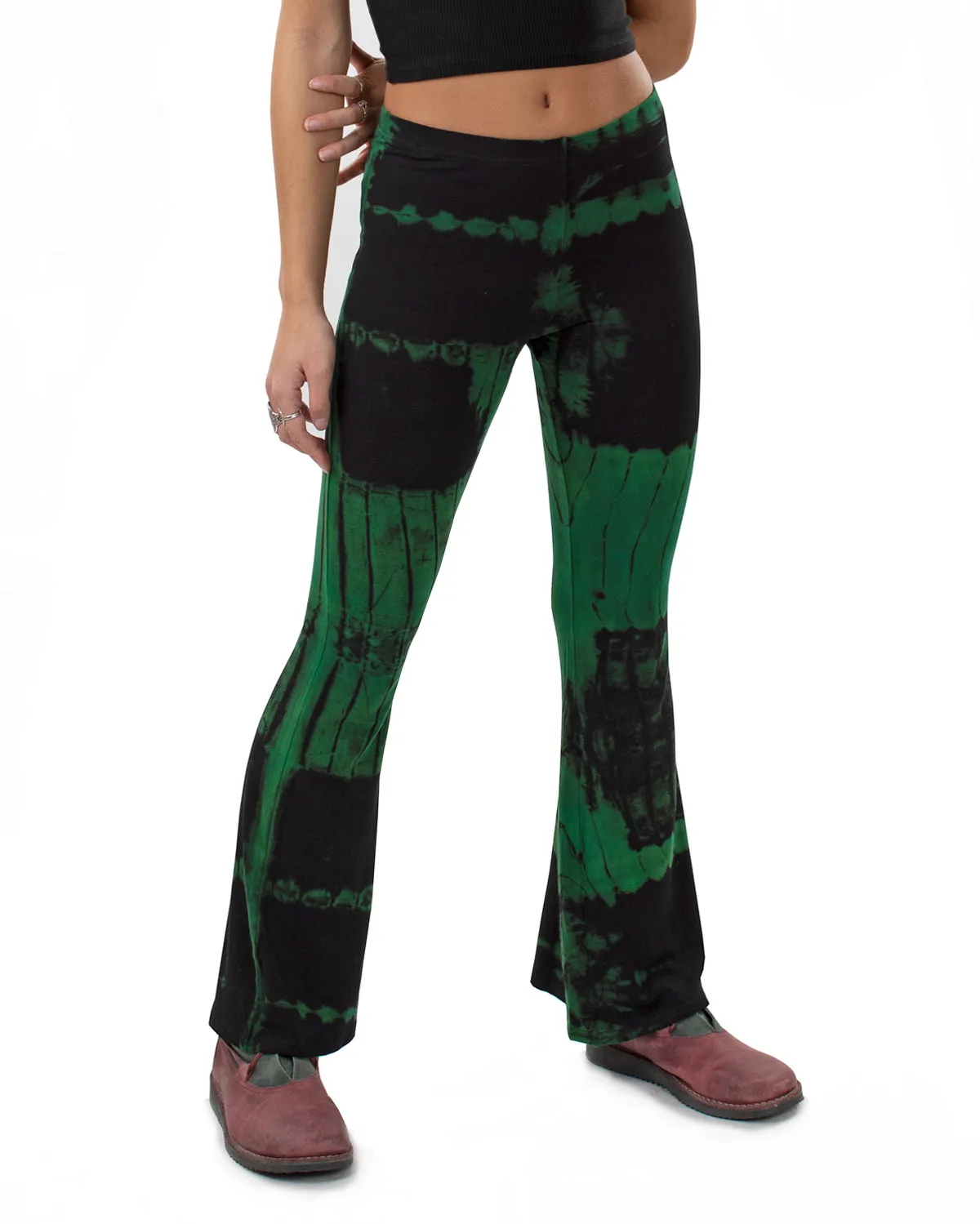 Tie Dye Flared Leggings Black/Green