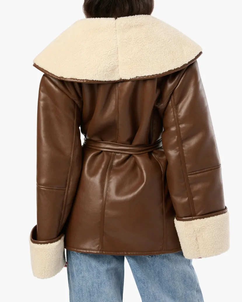 Vegan Leather Bonded Faux Fur Jacket