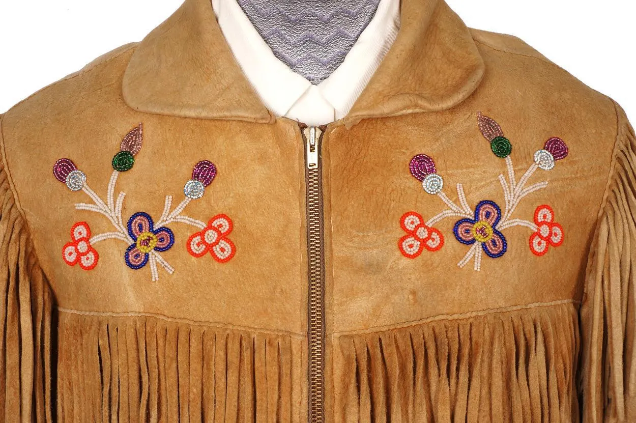 Vintage 1950s Native Indian Fringed Suede Leather Jacket - M