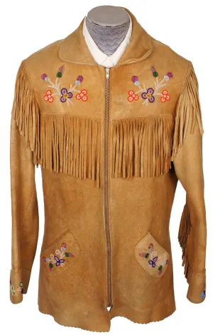 Vintage 1950s Native Indian Fringed Suede Leather Jacket - M