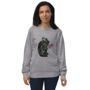 Whimsical Rabbit Rose Women's Organic Cotton Sweatshirt