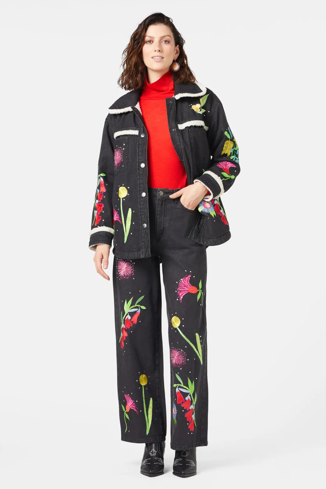 Winter Waratah Embroidered Jacket