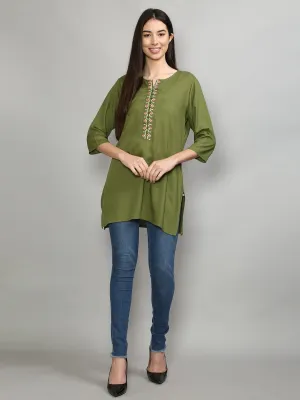 Women Olive Green Solid Tunic