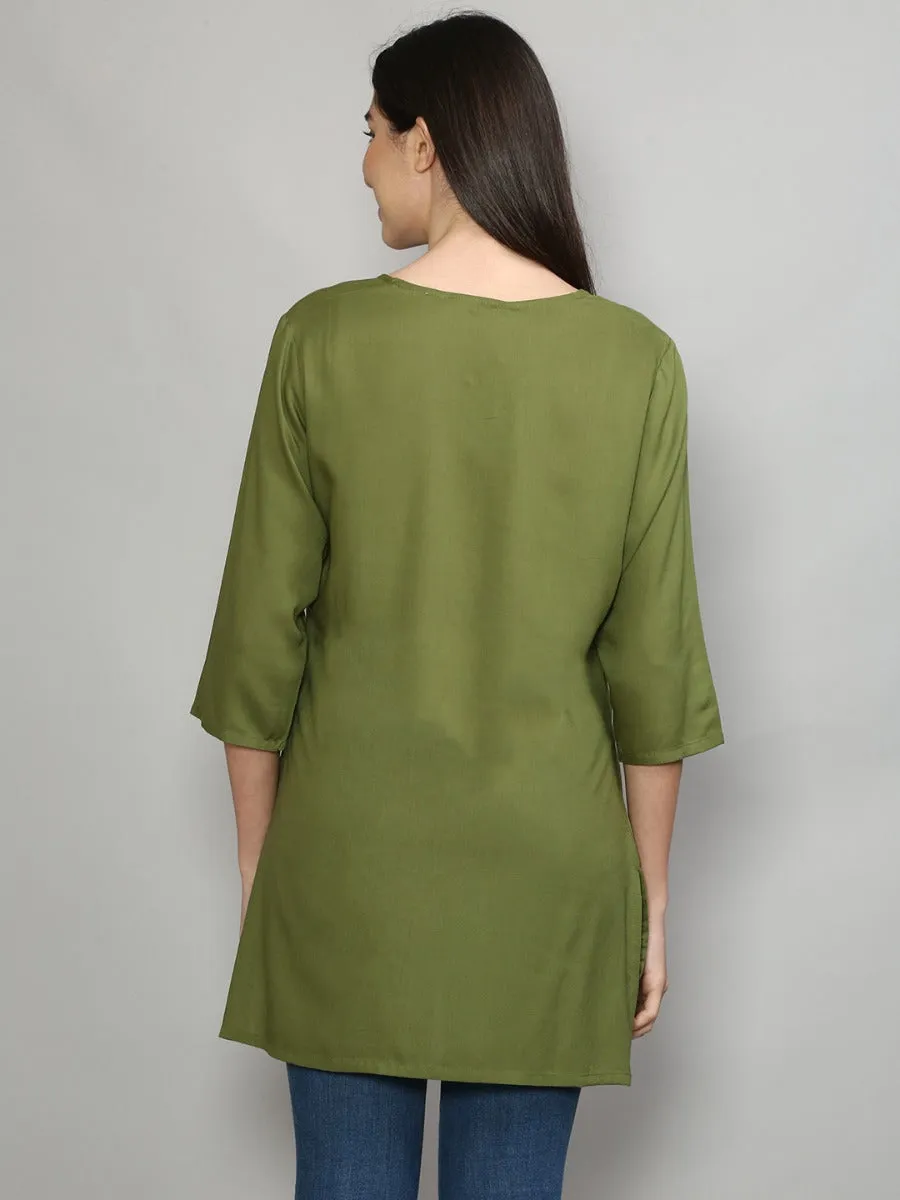 Women Olive Green Solid Tunic