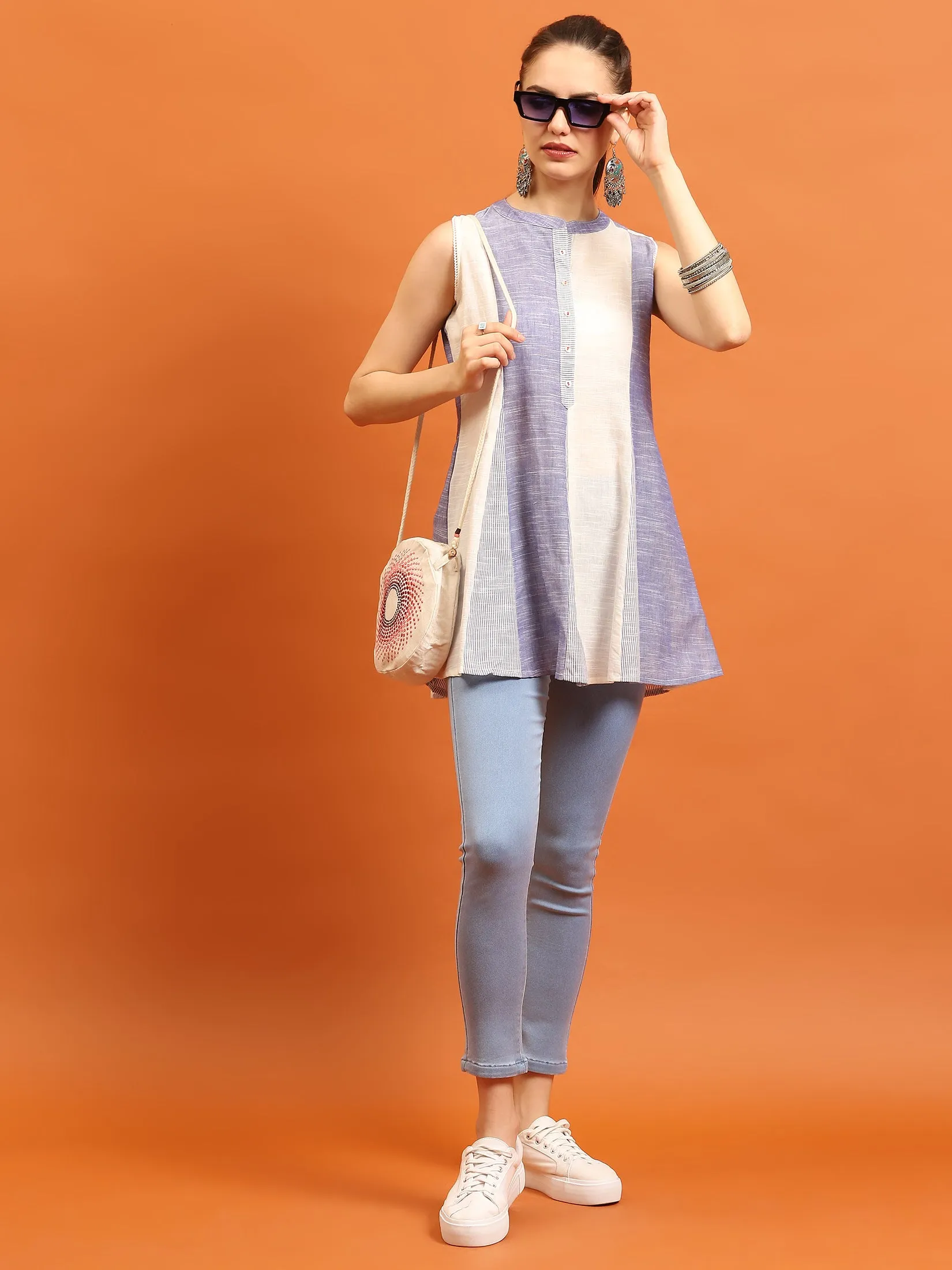 Women White Sleeveless Tunic