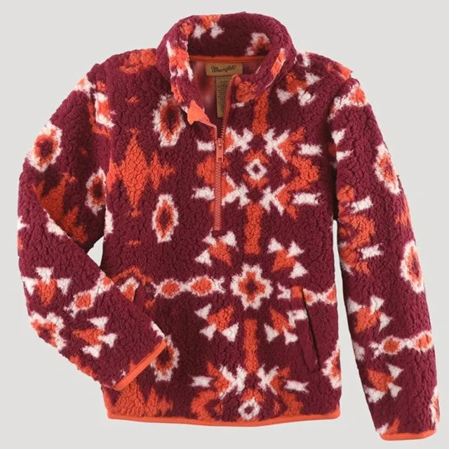 Wrangler Girls Burgundy Sherpa Pullover