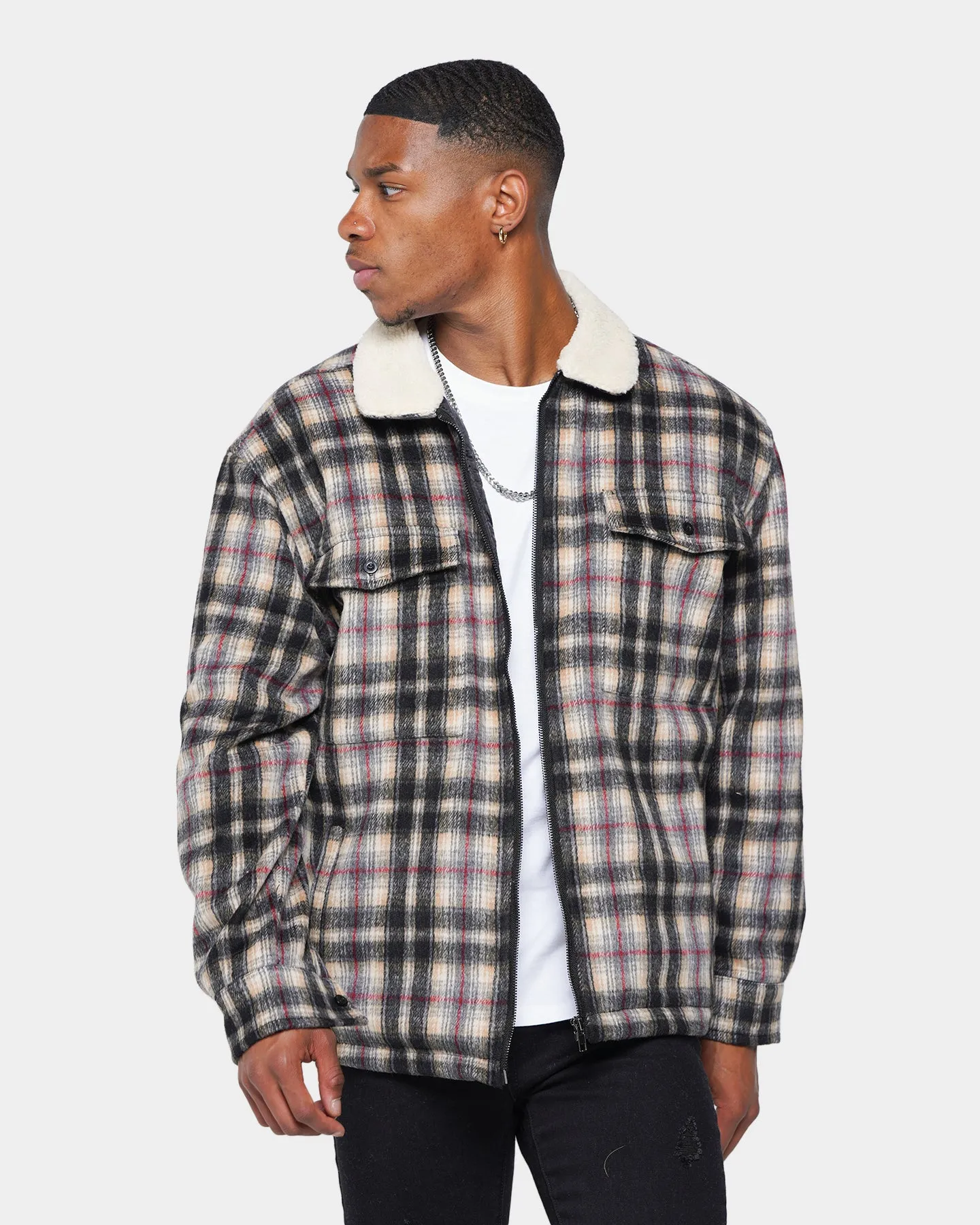 XXIII Tex Sherpa Flannel Jacket Black/White/Red