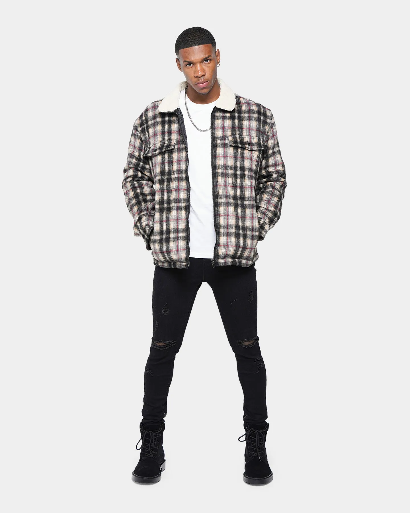 XXIII Tex Sherpa Flannel Jacket Black/White/Red