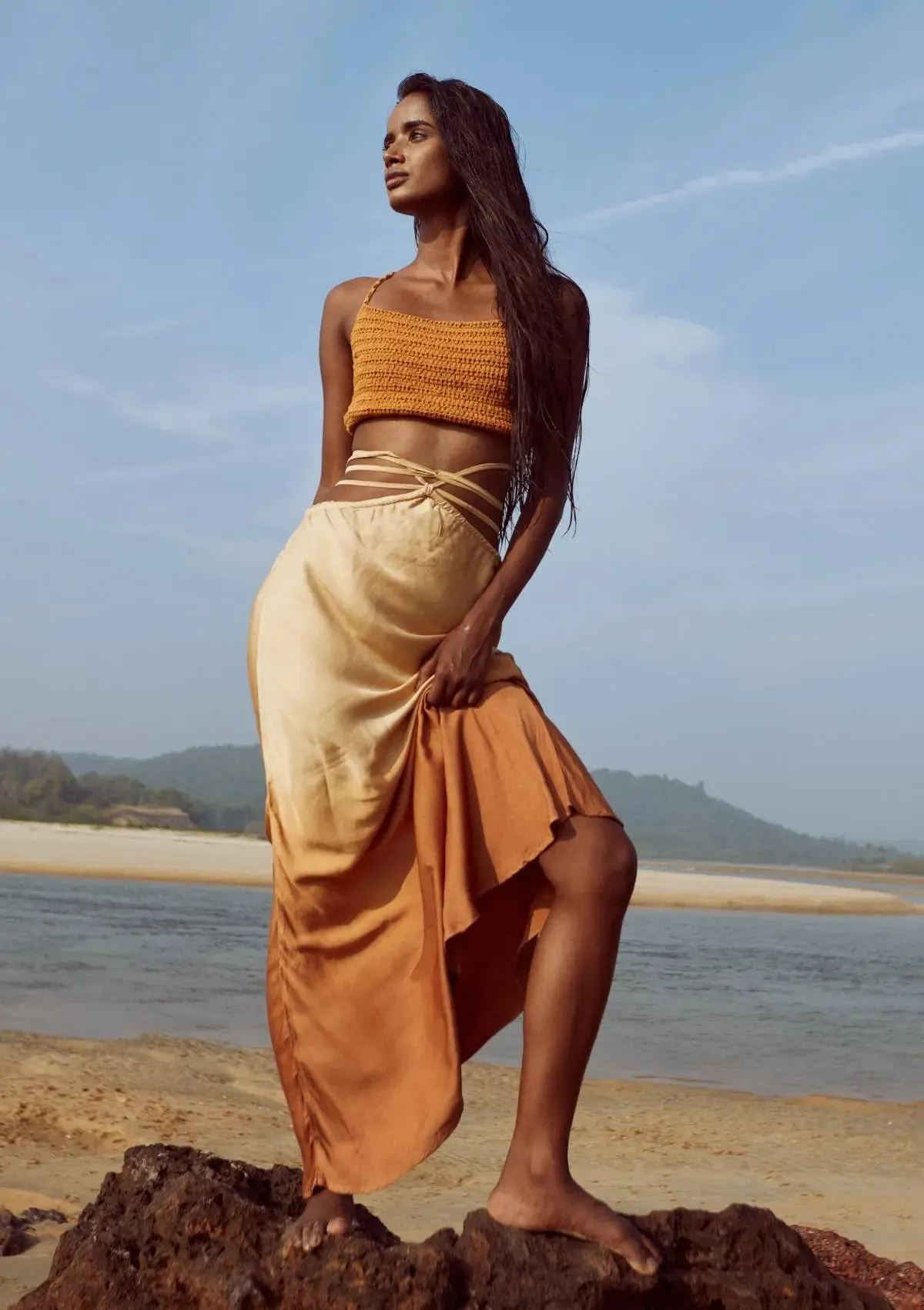 YARA MAXI SKIRT - INCA GOLD OMBRE